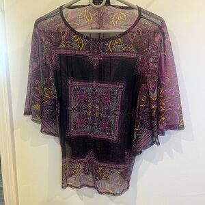 INC International Concepts Purple Asymmetrical Sheer Blouse